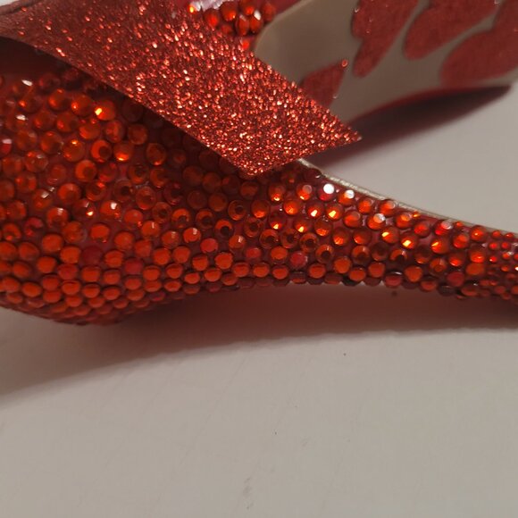 Red Rhinestone Patented Leather Heel - Picture 4 of 5